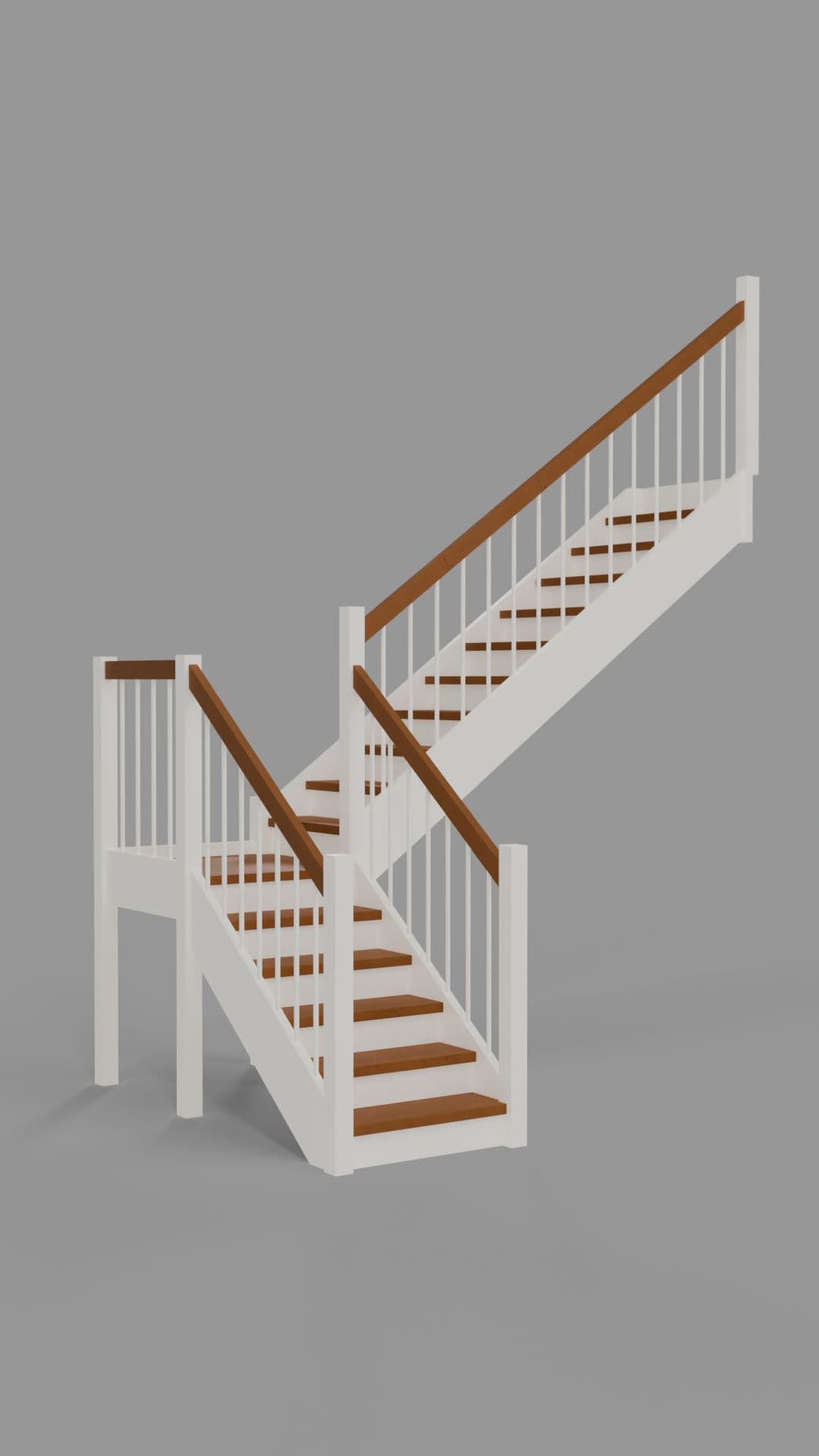 Лестница по индивидуальным размерам с площадкой вид с первого этажа